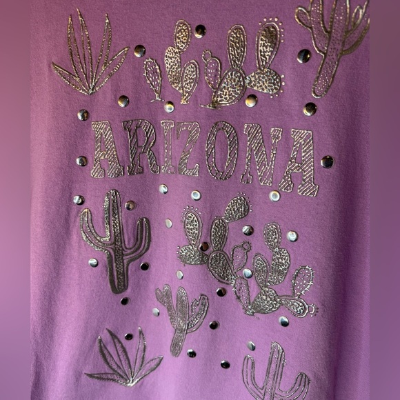 VNTG Metallic Cactus Gemstone Arizona Purple Shirt Size Large - Picture 1 of 7